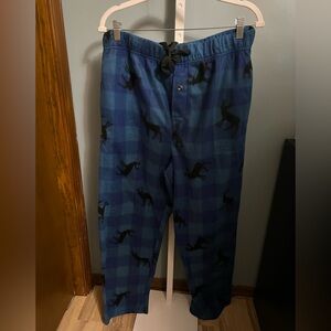 ☃️$5☃️ Canyon Creek Blue Plaid Mens Pants with Black Deer NWT XL